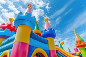 Blue Inflatable Castle - A Perfect Playground for Children to Celebrate Birthdays and Other