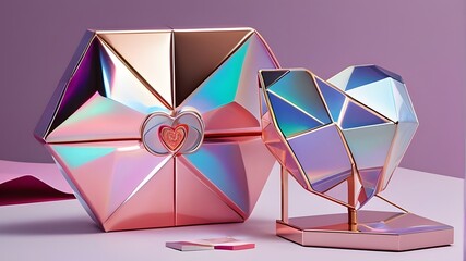 "Step into the future of gift-giving with a visually striking Valentine's Day present. Think holographic elements, geometric shapes, and a touch of sci-fi for a truly creative and unexpected gift."