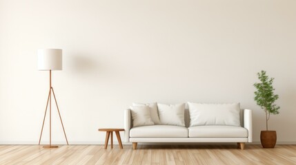 A sofa and a floor lamp in a living room