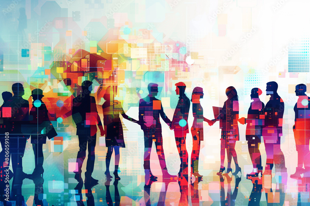 Wall mural a dynamic visual of a team of individuals from different departments within a company, working toget