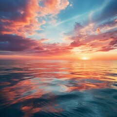 Fototapeta premium A Vivid Sunset Over the Ocean