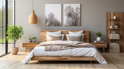 Cozy Modern Minimalist Wood Bedroom Interior Design