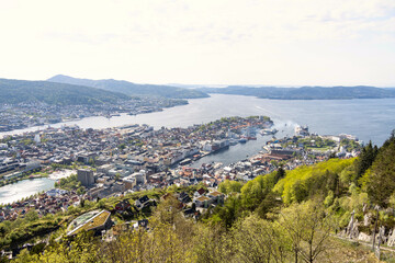 Obraz premium View of Bergen city from the mountain Fløyen