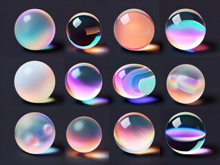 round shape icon colored gradient, black background