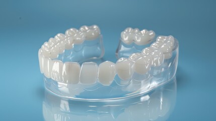bleaching trays snugly covering an upper and lower set of teeth
