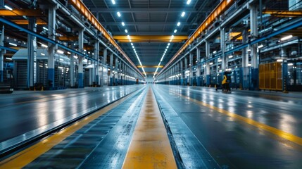 Obraz premium Modern factory interior with bright lights