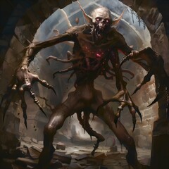 Fototapeta premium a horrible creature in the dungeon of a castle
