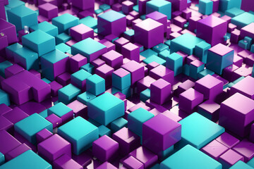 A colorful image of purple and blue cubes