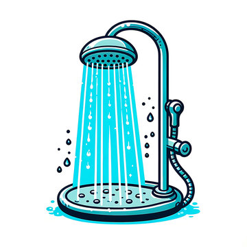 recommend clip art: Isolated Vector illustration of a shower set with a base for bathing on a white background.