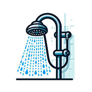 recommend clip art: Isolated Vector illustration of a bathroom shower set on a white background.