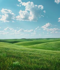 Obraz premium Grasslands undulate under a cerulean sky
