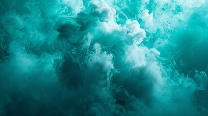 A dynamic cloud of smoke, subtly illuminated by a neon turquoise texture, evoking the coolness of an underwater scene.