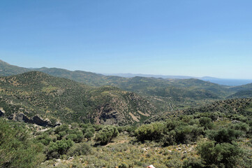 Les gorges de Smiles et la vallée du fleuve Platys vues depuis Orné près de Réthymnon en Crète