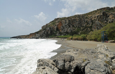 La plage et la palmeraie de Prévéli près de Spili en Crète