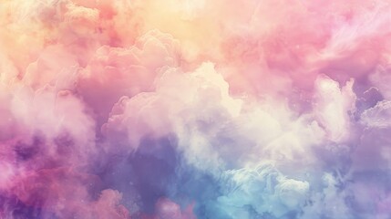 Colorful pastel watercolor background with a soft abstract cloud texture, soft color blending creating a dreamy and gentle atmosphere.