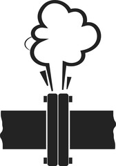 Isolated pictogram sign of leaked high pressure pipe, for safety sign on engineering and construction