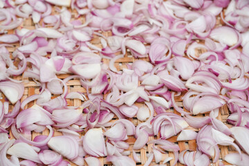 Sliced shallots for cooking ingredients