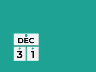 December 31 calendar reminder. 31 December daily calendar icon template. Calendar 31 December icon Design template. Vector illustration
