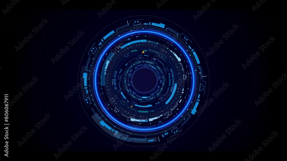 Aufkleber technology hud circle spinning element. futuristic geometric shape rotating and communication displa