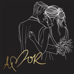 wedding invitation, bride and groom