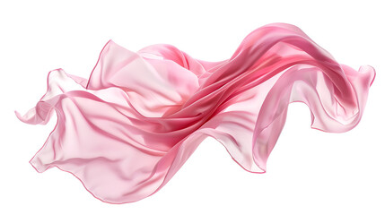 Pink silk cloth, flying, isolated on a white background. 