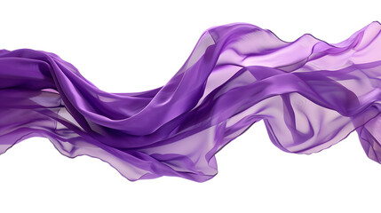 Purple silk cloth, flying, isolated on a white background. 