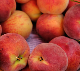 Juicy peaches close up