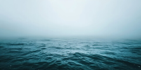 blue sea with waves and clouds , blue ocean with fog, nature background