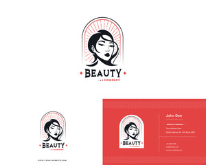 Fototapeta premium Vector elegant beauty woman salon logo design collections for company