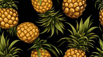 vector seamless pattern of exotic pineapples backgrounds illustrations