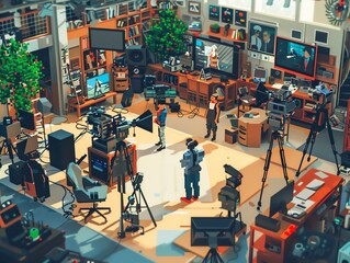 Obraz premium A professional video production studio with state-of-the-art equipment