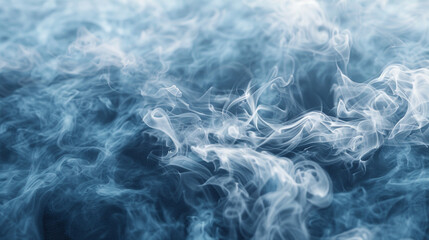 A serene smoke pattern in blues and grays, mimicking the calm flow of a misty river at dawn.