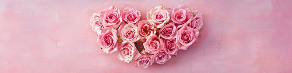 Blooming Heart of Pink and Cream Roses