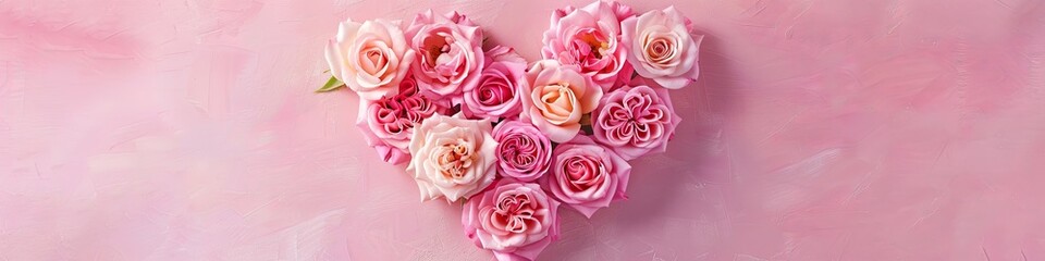 Blooming Heart of Pink and Cream Roses