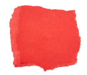 Red Torn paper in a square shape, ripped orange paper sheet, realistic paper scrap with torn edges, isolated on a transparent background, grunge textured graphic element