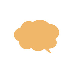 シンプルな黄色雲形吹き出し_主線なし_右向き単品