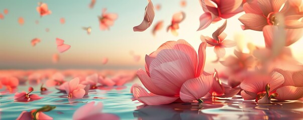 Petals used in a travel poster