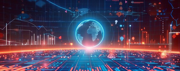 Obraz premium Show abstract representations of data analysis, with charts, graphs, and AI algorithms extracting insights