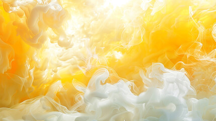 An abstract depiction of smoke in bright yellow and soft white, mimicking the appearance of sunlight piercing through clouds.