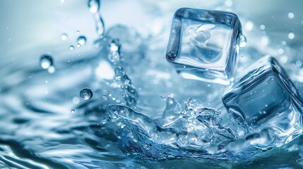 ice cubes with water in the ice glass abstract background in ultra hd 