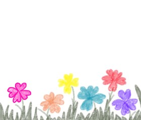 Picture of multi-colored flower garden on white background.