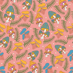 Naklejka premium Mushroom seamless pattern suitable for wallpaper, fabric, cover, background, etc