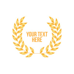 Golden Wheat Vector Illustration, Laural Wreath Vector  Illustration, Leaves logo Template