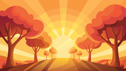 The sight of the trees basking in the warm sunlight conveys a sense of peace and resilience evoking the essence of the Stoic philosophy they. Vector illustration