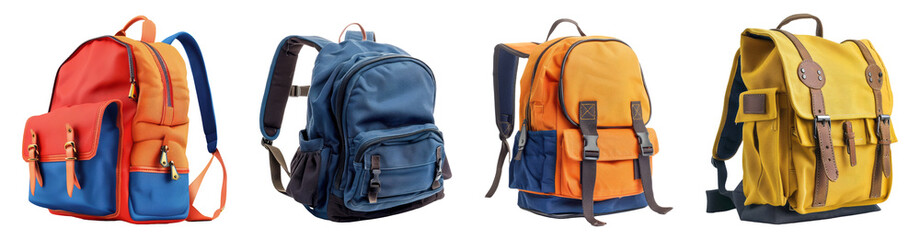 Fototapeta premium backpack, png set, collection, transparent background