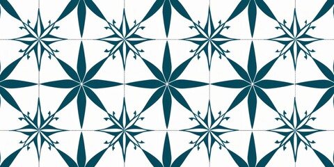 Seamless Geometric Star Pattern in Blue and White Tones. Design for background, graphic design, print, poster, interior, packaging paper