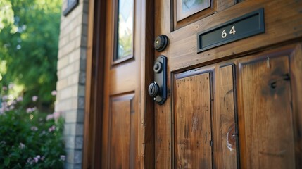 Customized door with a built-in mailbox and house number display