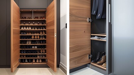 Customized door with a built-in shoe storage cabinet or closet