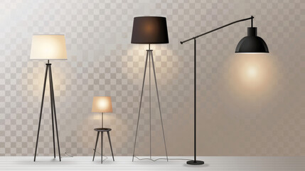 modern lamps on transparent background