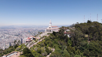 Monserrate Sanctuary on Hilltop, Bogota Cityscape in Background, Colombia